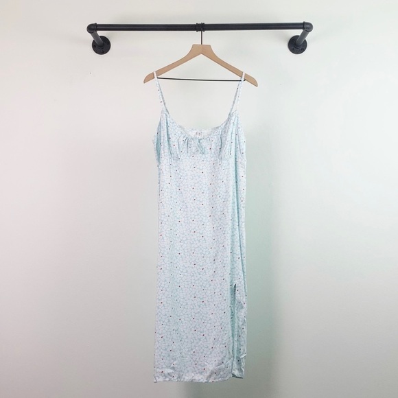 NWT RVCA Wildflower Tie Front Slit Midi Dress Blue & White - Picture 6 of 10